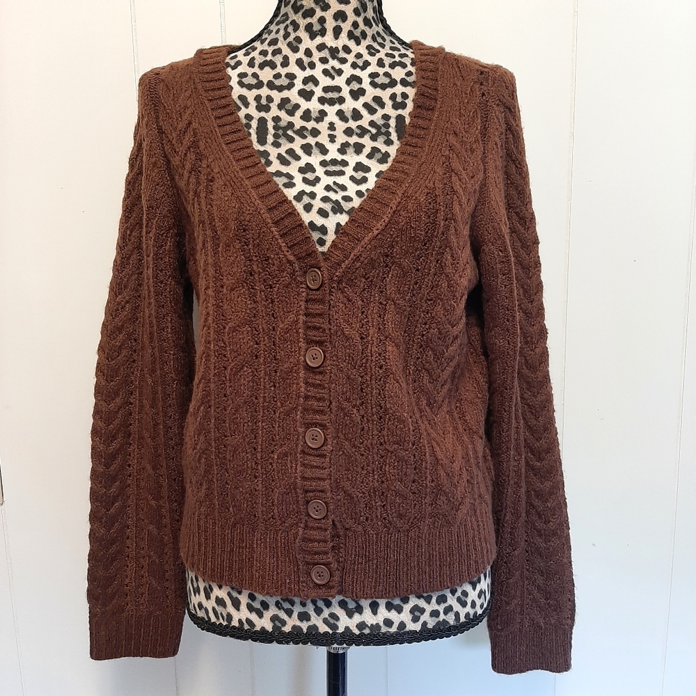 American Eagle NWT Brown Button Up Cardigan Sz M